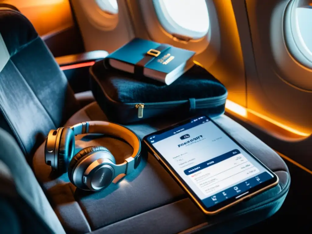 Auriculares inalámbricos para viajes en lujoso avión: elegancia y confort en un ambiente tranquilo y sofisticado