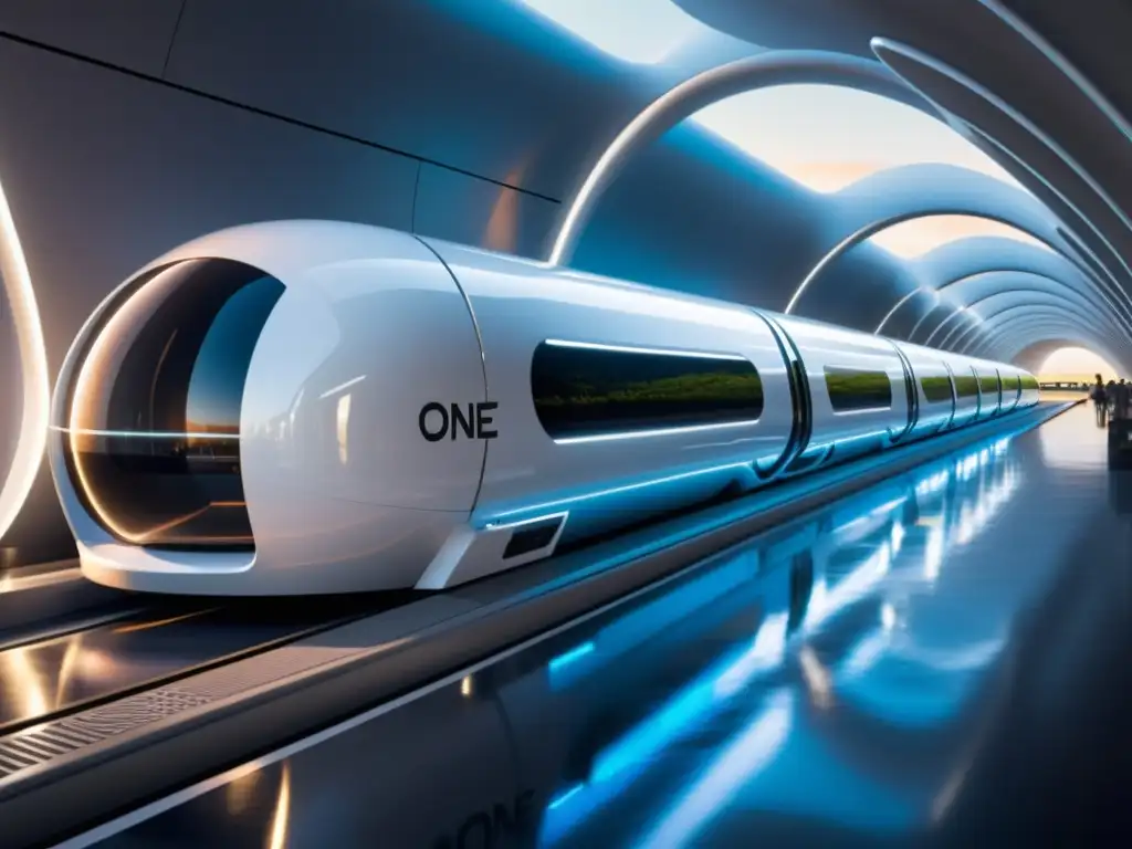 Avance tecnológico del Proyecto Hyperloop One: Pod futurista deslizándose en tubo sellado al vacío con infraestructura de alta tecnología