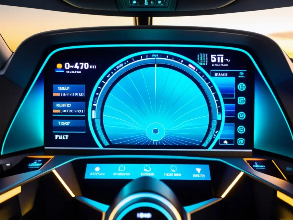Avanzada integración pantallas táctiles para pilotos en futurista cabina de mando, con visualizaciones de datos y controles interactivos
