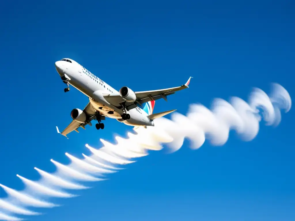 Un avión comercial a reacción surca el cielo dejando una estela de contaminación aérea