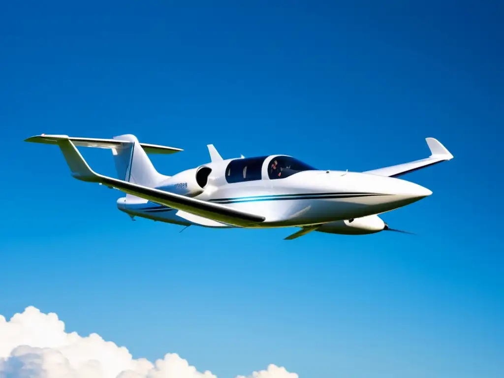 Avión privado eléctrico innovador surcando el cielo azul, capturando la elegancia y tecnología de transporte innovador