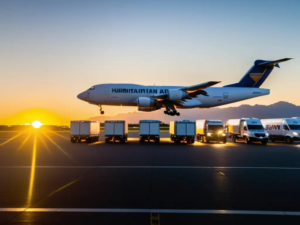 Unos aviones de carga listos para llevar ayuda humanitaria a zonas de desastre, irradiando esperanza y solidaridad