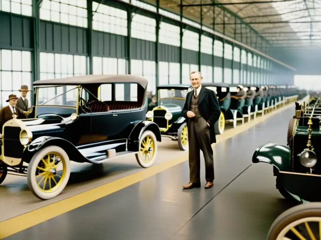 La cadena de montaje de Henry Ford: Una imagen histórica que muestra la revolución de la producción y el legado de Ford en la industria automotriz