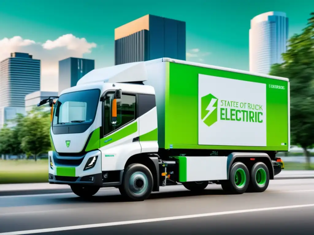 Un camión eléctrico de vanguardia transporta sustancias nocivas en la ciudad