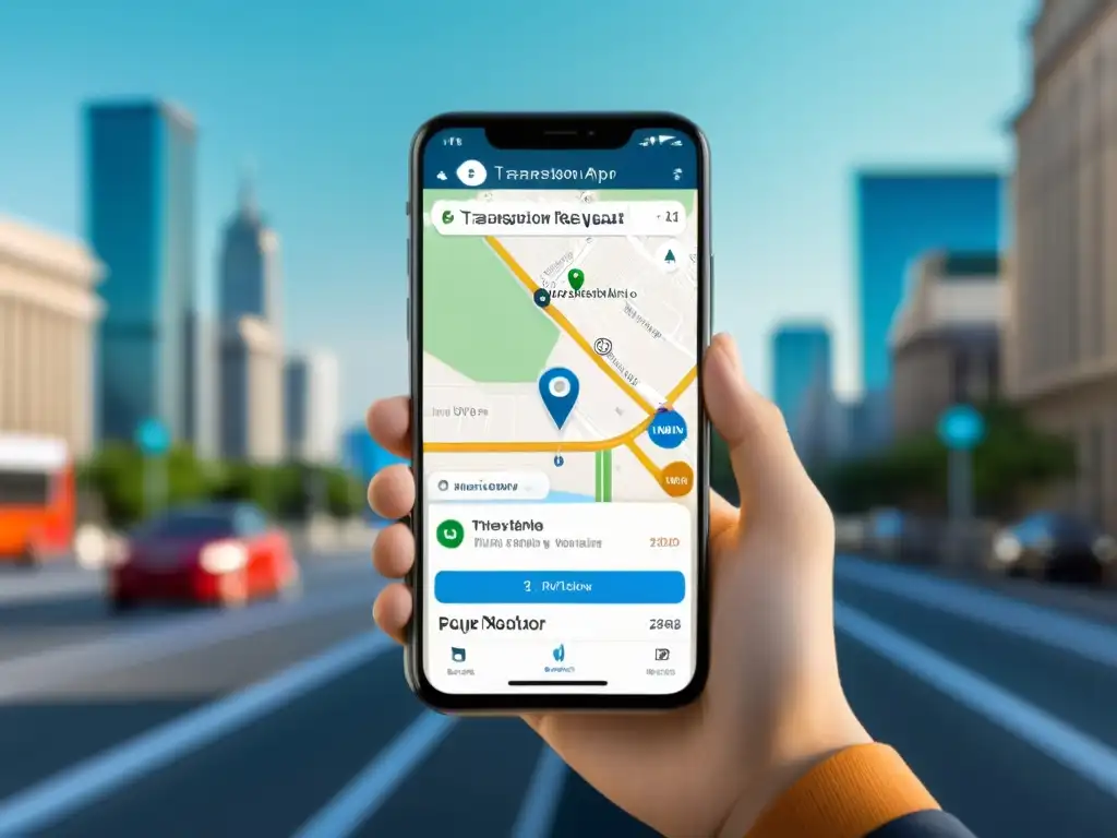 Captura de pantalla de app de transporte con solicitud de permisos y ajustes de privacidad