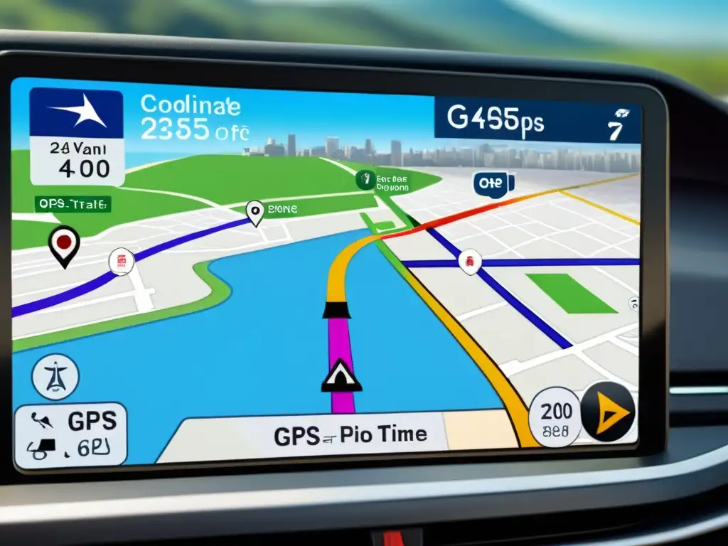 Captura de pantalla de GPS con mapas detallados y tráfico en tiempo real