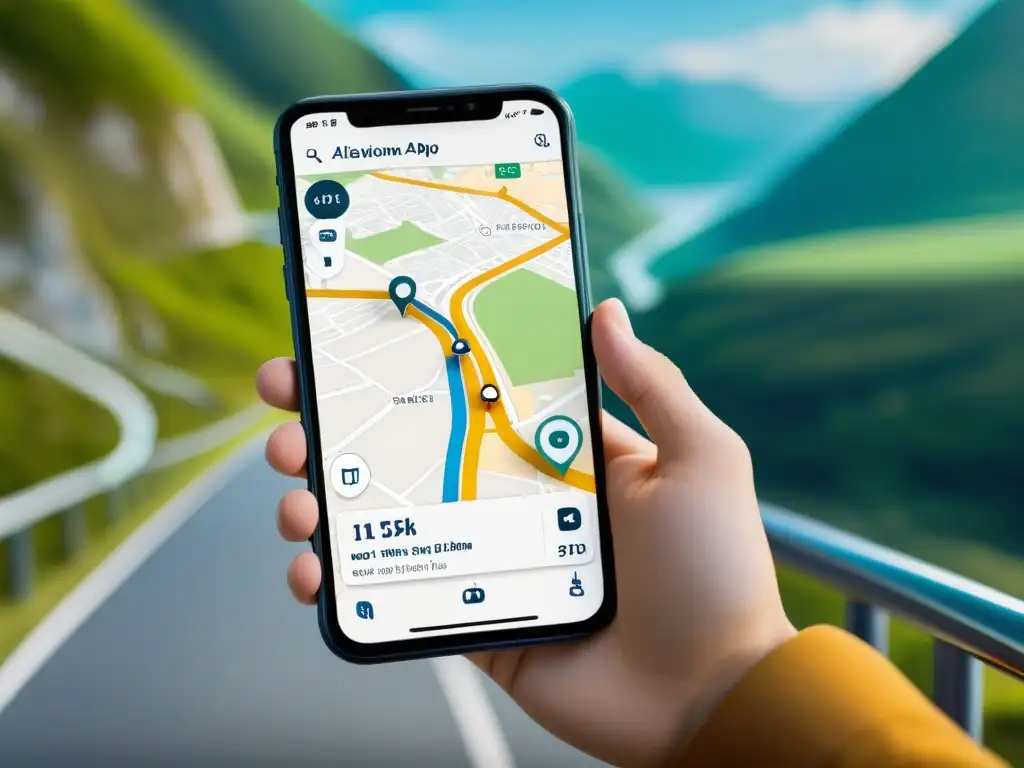 Captura de pantalla de smartphone con funcionalidades ocultas en app de navegación, mostrando rutas alternativas y tráfico en tiempo real