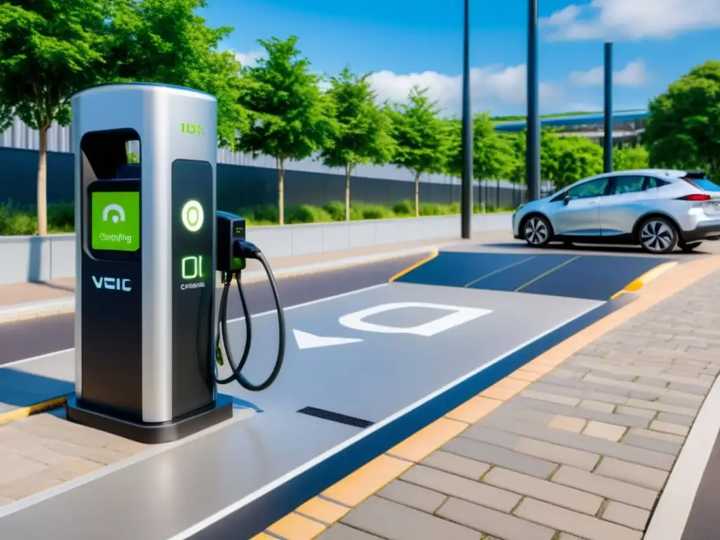 Estación de carga para vehículos eléctricos con accesibilidad inclusiva en ambiente urbano