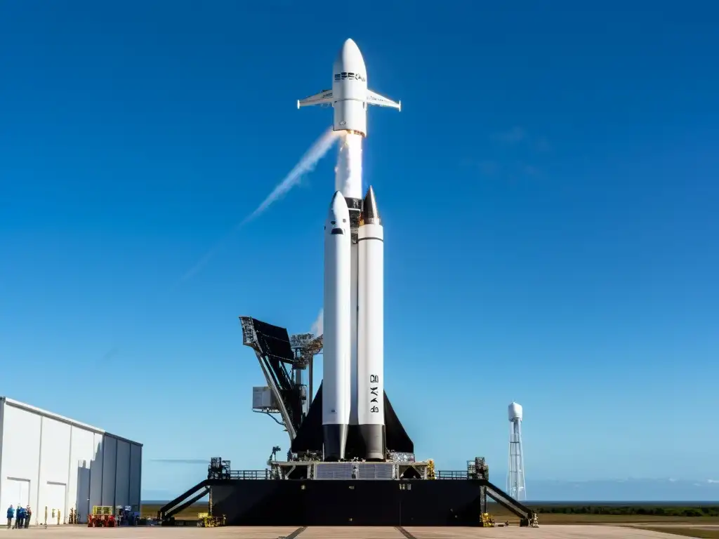 El cohete Falcon 9 de SpaceX listo para el lanzamiento, destacando detalles y tecnología