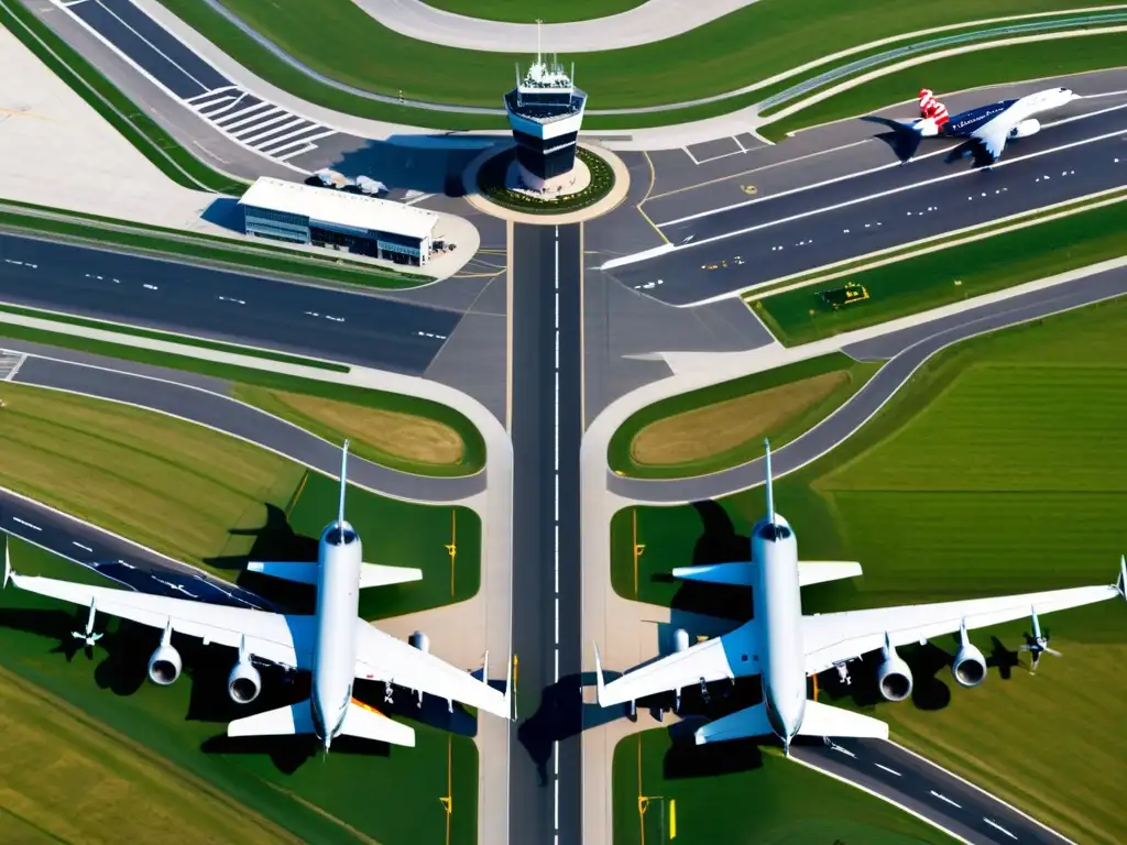 Compleja red de pistas, aviones despegando y aterrizando, y la torre de control: herramientas fundamentales controladores tráfico aéreo