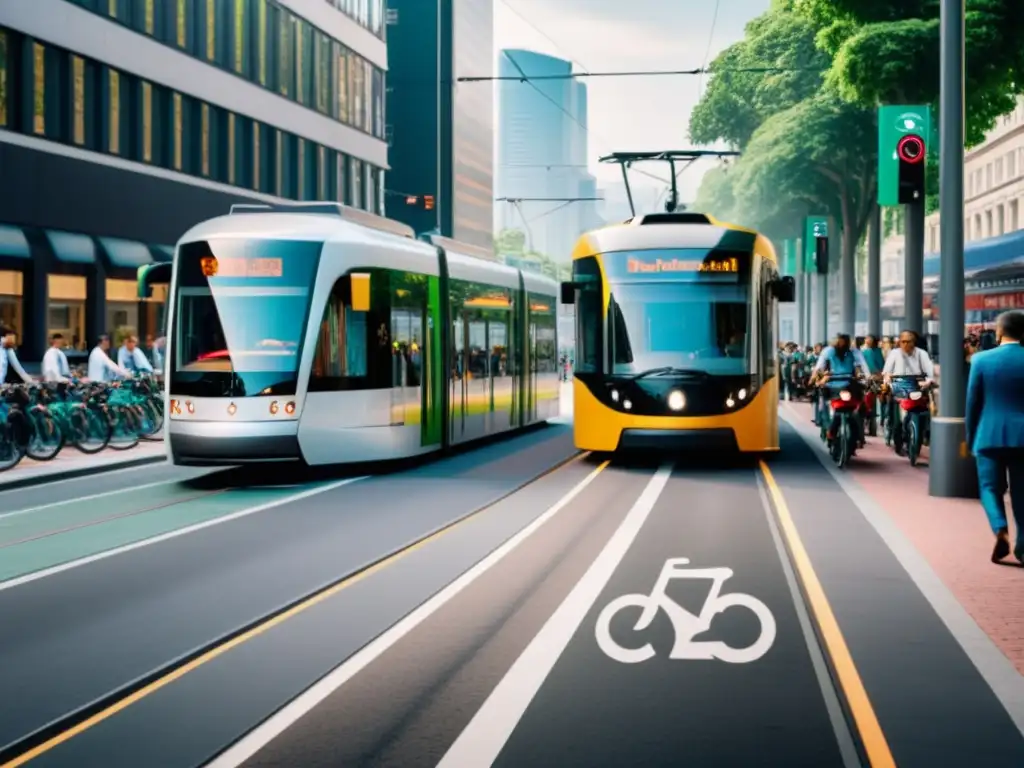 Contraste entre el impacto ambiental del transporte urbano tradicional y la mitigación a través de alternativas sostenibles como el tranvía eléctrico o el sistema de bicicletas compartidas