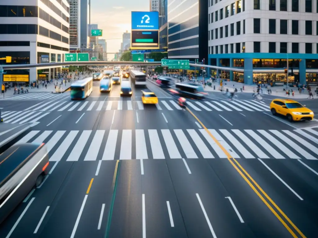 Un cruce urbano dinámico, reflejando la complejidad del campo de ingeniería de transportes