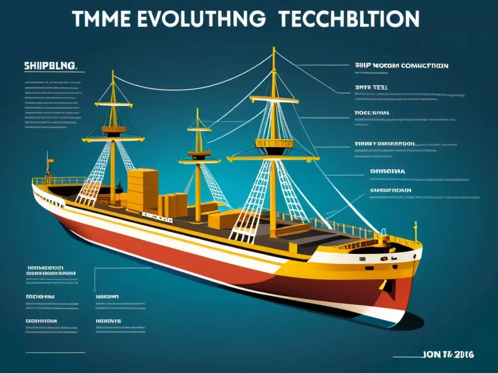 Detalle de la evolución de la construcción de barcos, desde la madera hasta el acero