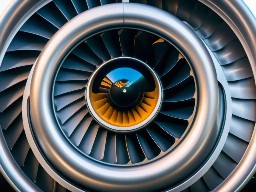 Motor turbofán de alta tecnología: innovación aeroespacial Detalle de un motor aéreo moderno en alta resolución, destacando su tecnología avanzada e innovación en el desarrollo de motores aéreos modernos