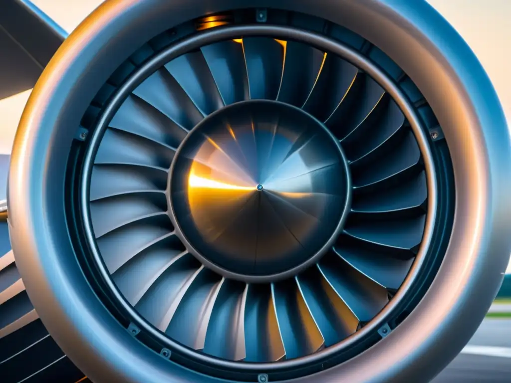 Detalles impresionantes del motor a reacción Detalle de un motor aéreo moderno, resaltando su diseño innovador y tecnología avanzada