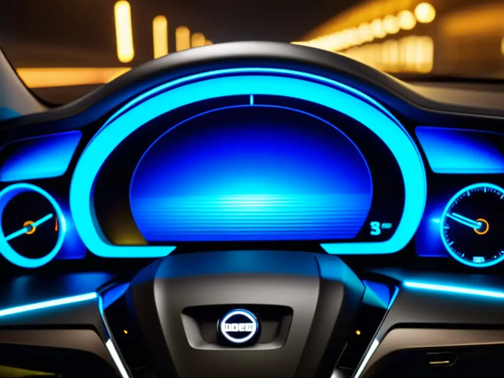 Detalle del salpicadero de un coche con sistemas de iluminación avanzados vehículos, resaltando la integración de tecnología y diseño