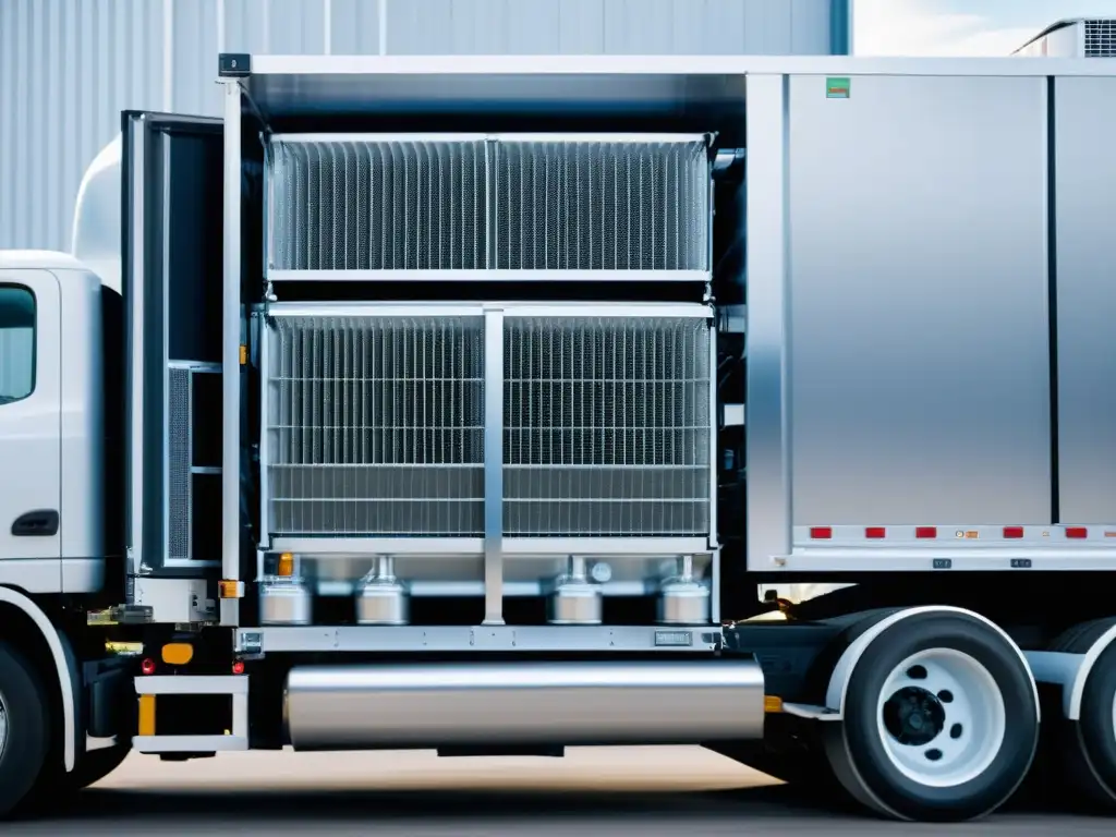 Detalle de sistema de refrigeración en transporte de alimentos, resaltando la importancia de mantener la cadena de frío