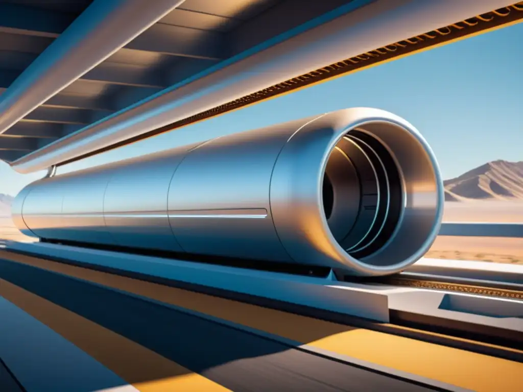 Detalle de pod Hyperloop en levitación con tecnología avanzada