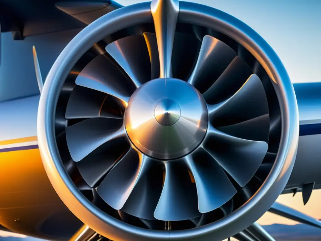 Detalles impresionantes de un motor de turbopropulsor moderno Detalle ultradetallado de un moderno motor de avión, fusionando tecnología tradicional con Desarrollo de motores aéreos modernos