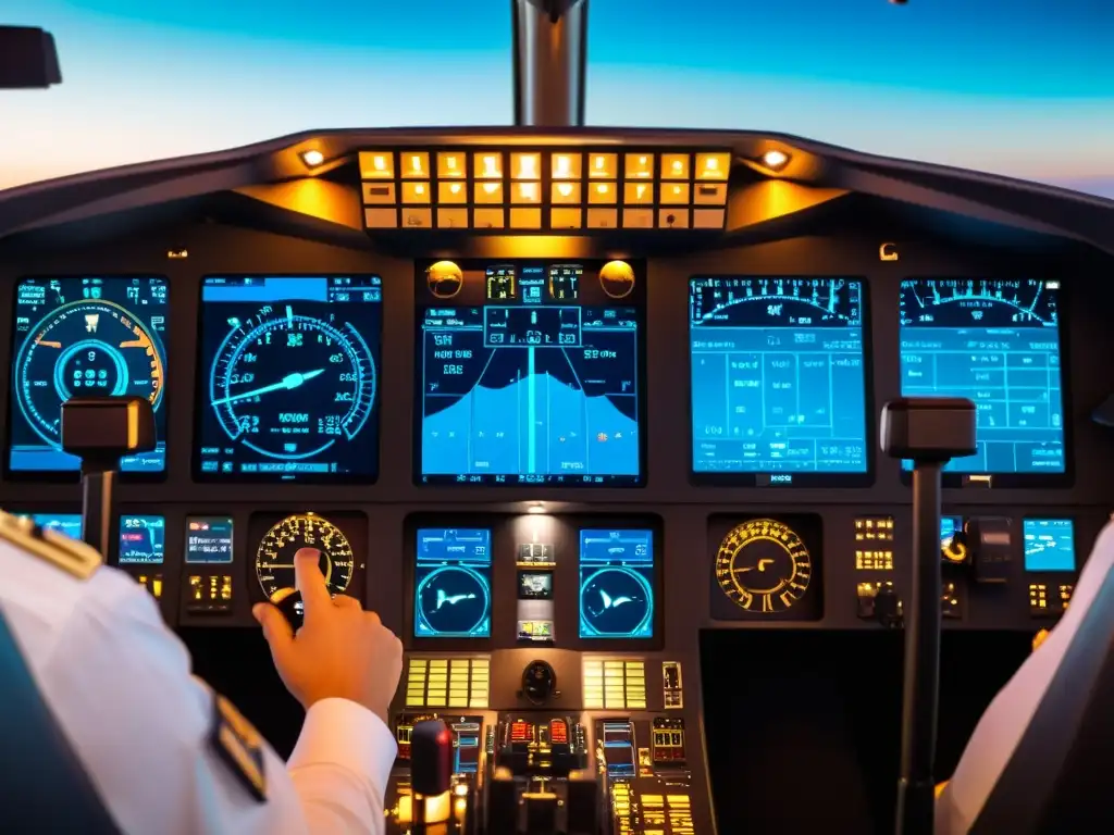 Detalles modernos del cockpit de un avión, reflejando la evolución del equipamiento básico en la aviación