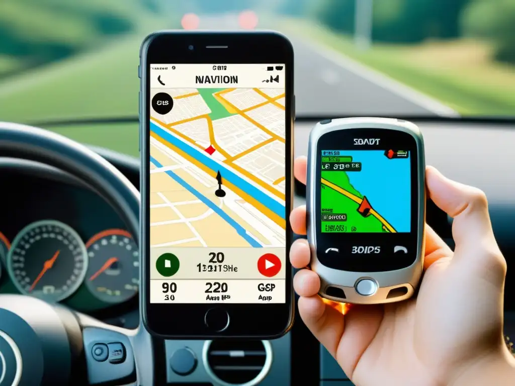 Comparación de dispositivos de navegación: antiguo GPS monocromático vs