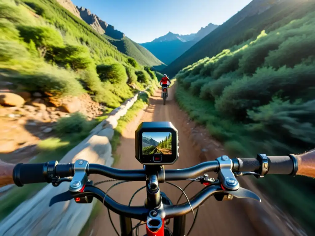 Emoción y aventura en bicicleta de montaña con cámara de acción