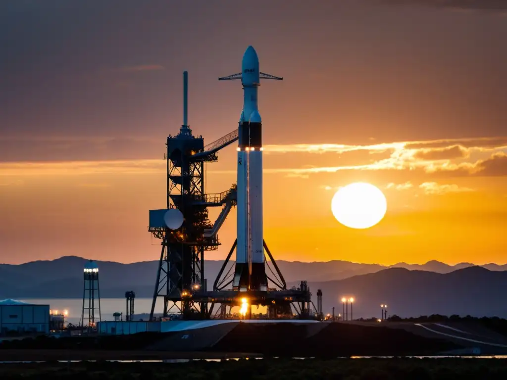 Un emocionante atardecer en el lanzamiento de SpaceX Falcon 9, simbolizando la nueva era espacial y las innovaciones tecnológicas