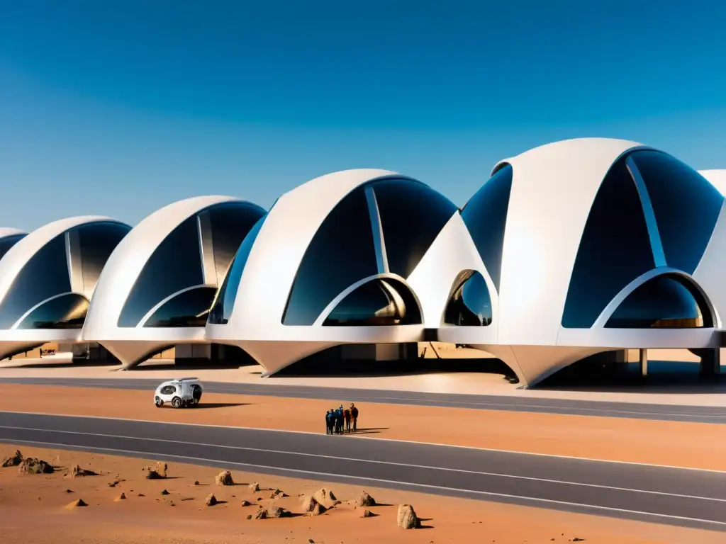 Una emocionante evolución tecnológica en turismo espacial, con naves espaciales futuristas y una bulliciosa actividad en el puerto espacial