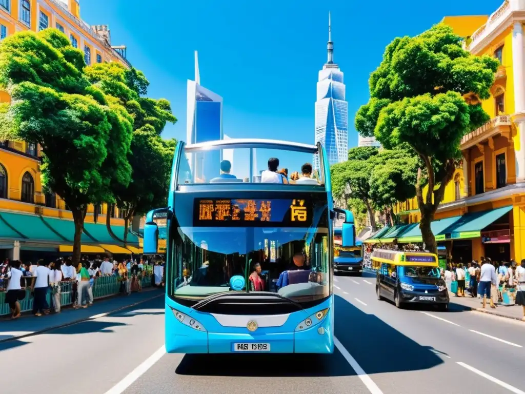 Disfruta de emocionantes rutas panorámicas en autobuses turísticos, explorando una vibrante ciudad llena de vida y color