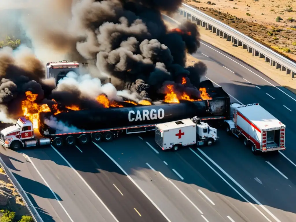 Equipo de emergencia atiende desastre en el transporte de mercancías peligrosas en la carretera