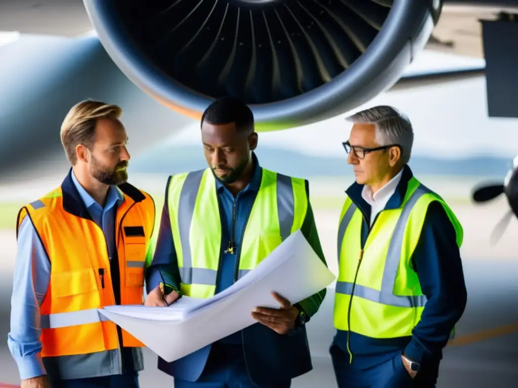 Un equipo internacional de inspectores de aviación examina detenidamente un avión, cumpliendo estrictas normativas seguridad aérea evolución