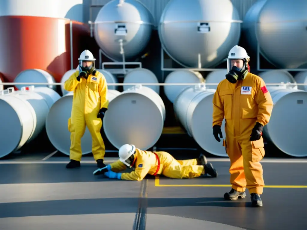 Un equipo de riesgos químicos realiza un simulacro en una instalación de almacenamiento