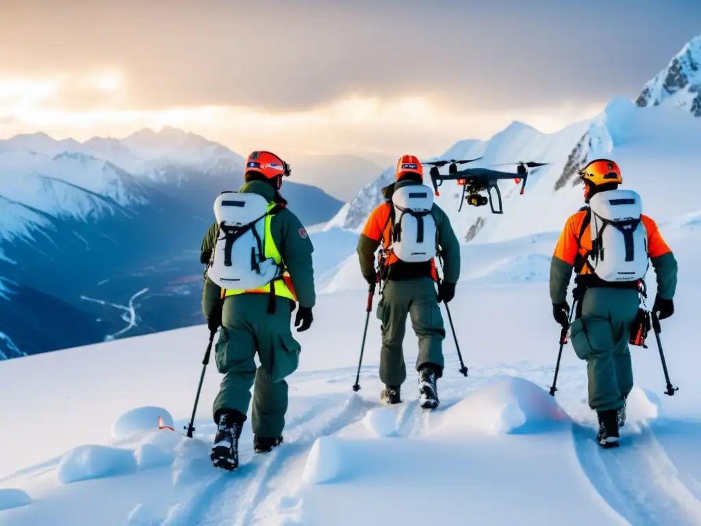 Equipos de emergencia aeronáuticos alturas extremas: Operativo de rescate en montañas nevadas con drones y cámaras térmicas