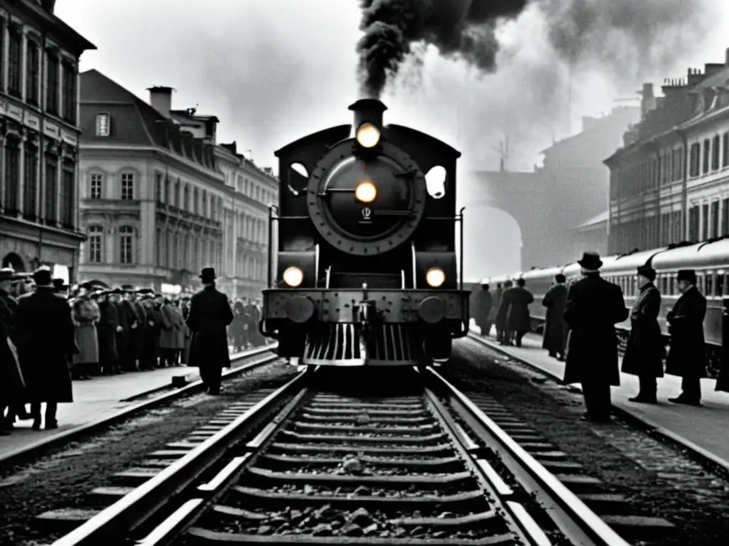 Escena en blanco y negro de la película 'El tercer hombre', muestra un tren en Viena posguerra con pasajeros fatigados