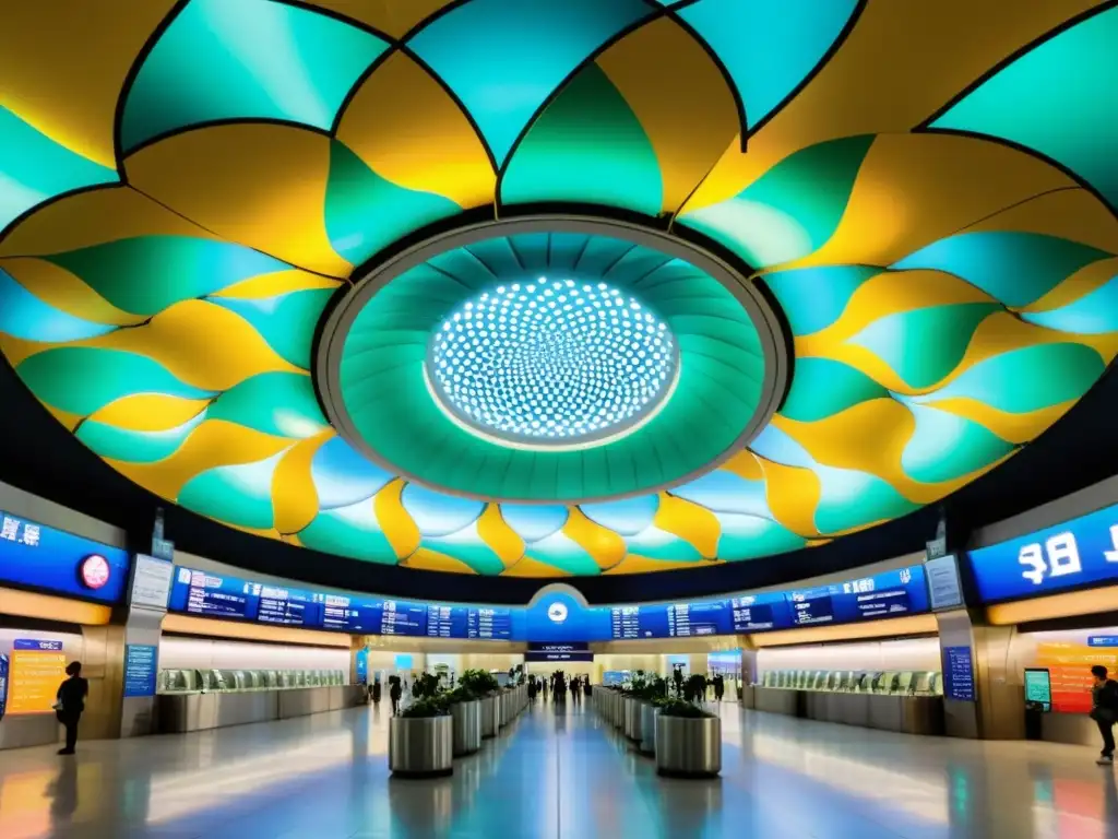 Espectacular estación de transporte en Kaohsiung, Taiwán, con cúpula de luz y colores, una de las estaciones de transporte más estéticas