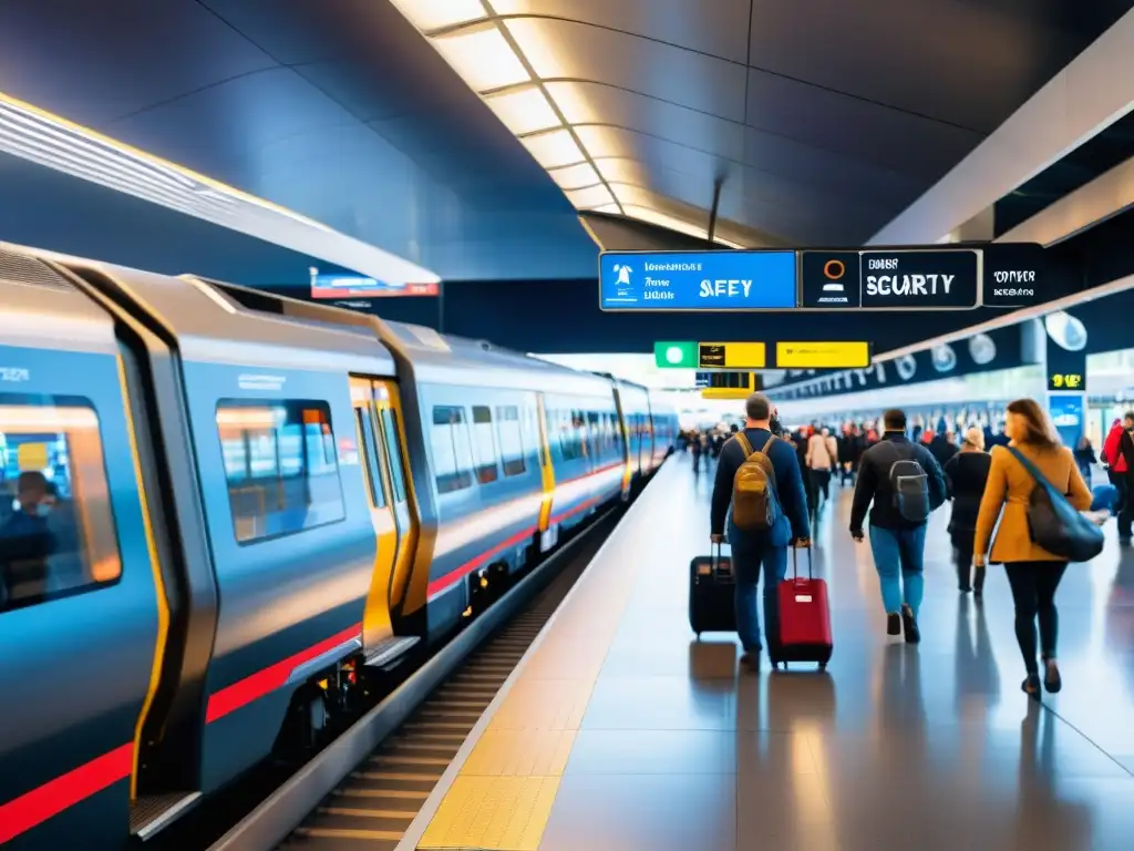 Una estación de tren moderna con énfasis en la seguridad y vigilancia