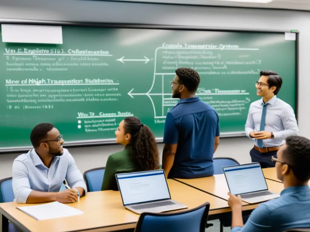 Estudiantes de ingeniería discuten prácticas sostenibles en aula