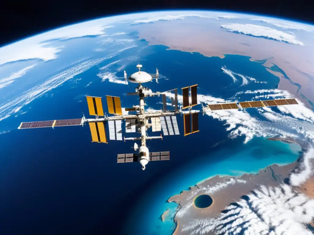 Astronautas en Estación Espacial China: Detalles Impactantes Exploración espacial China contribuciones: Detallada imagen de la estación espacial china con astronautas realizando actividades extravehiculares y la Tierra de fondo, mostrando la avanzada tecnología y la impresionante vista del planeta desde el espacio