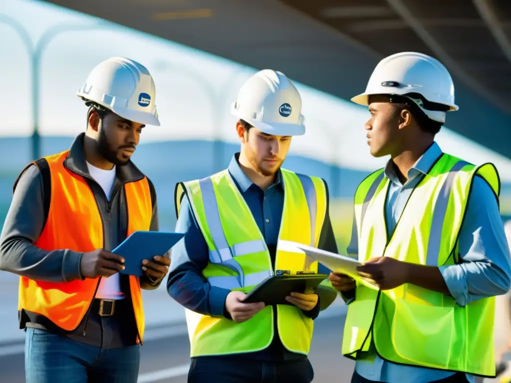Grupo diverso de estudiantes de ingeniería de transportes en experiencia práctica