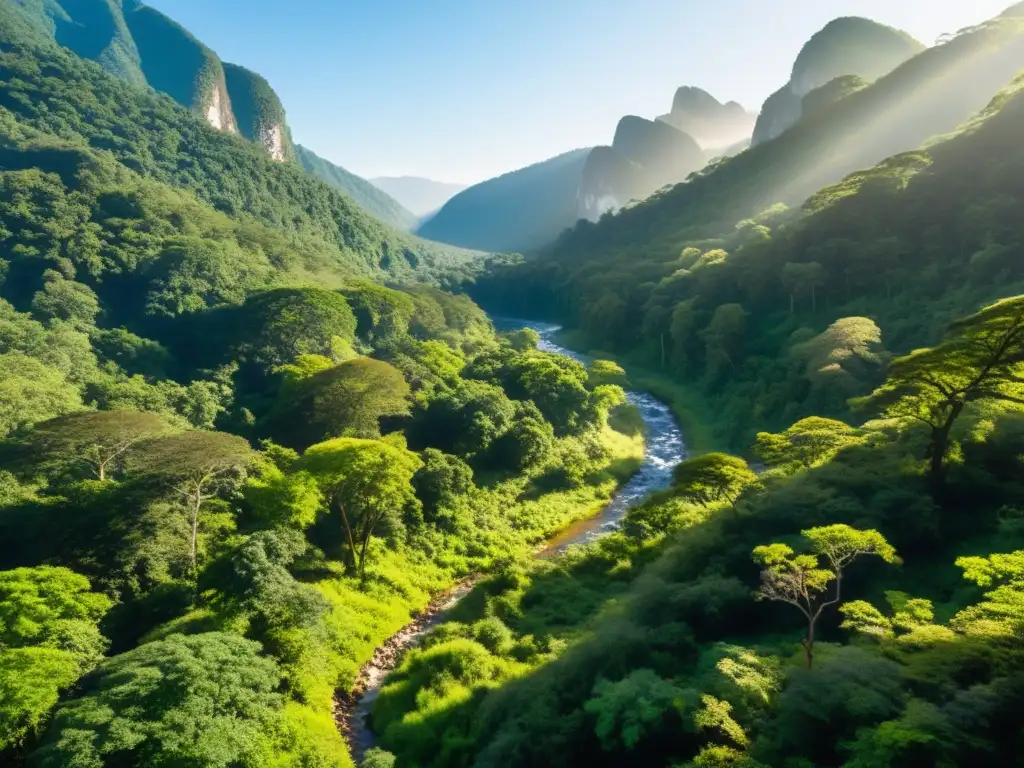 Un grupo de excursionistas disfruta de la exuberante naturaleza de un parque nacional, mostrando la armonía entre ecoturismo y conservación