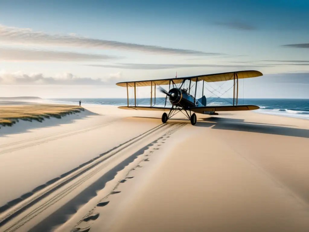 Los hermanos Wright vuelan en Kitty Hawk, Carolina del Norte en 1903, mostrando la influencia en acuerdos bilaterales transporte aéreo