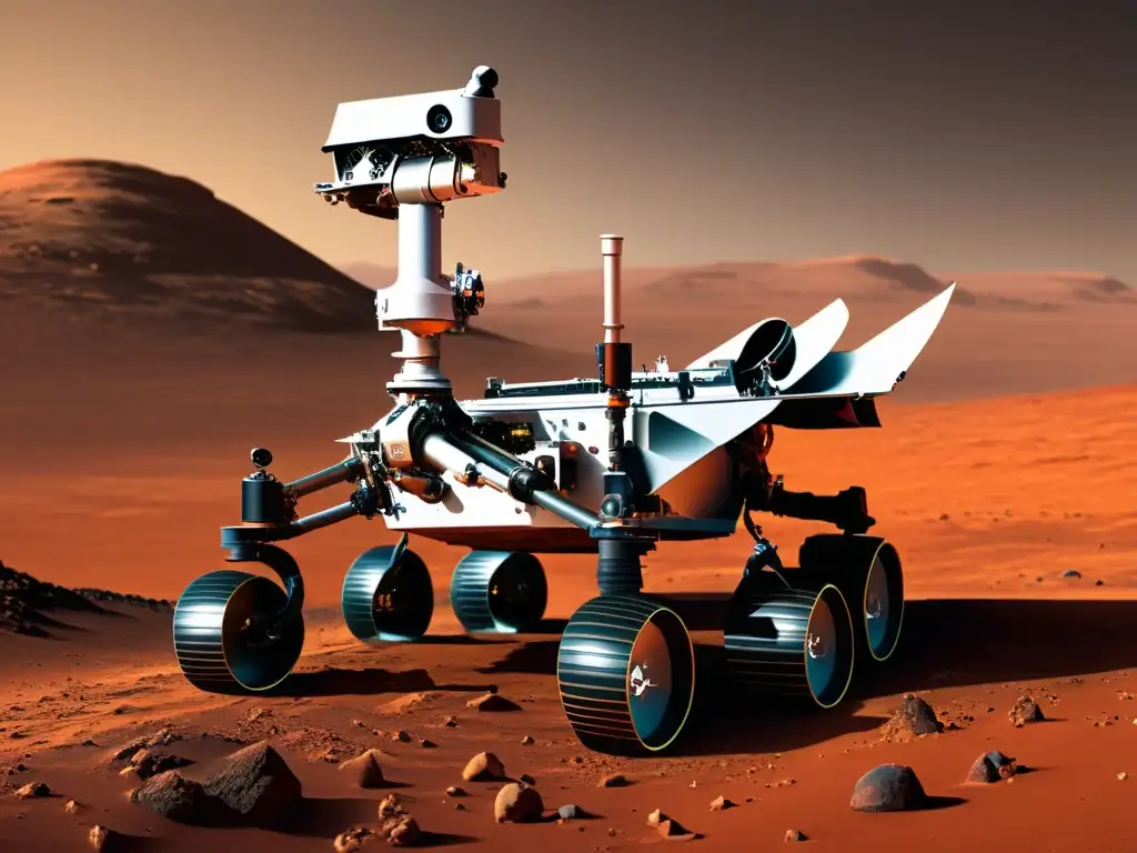 Exploración humana de Marte: tecnología innovadora en rover explorando el planeta rojo