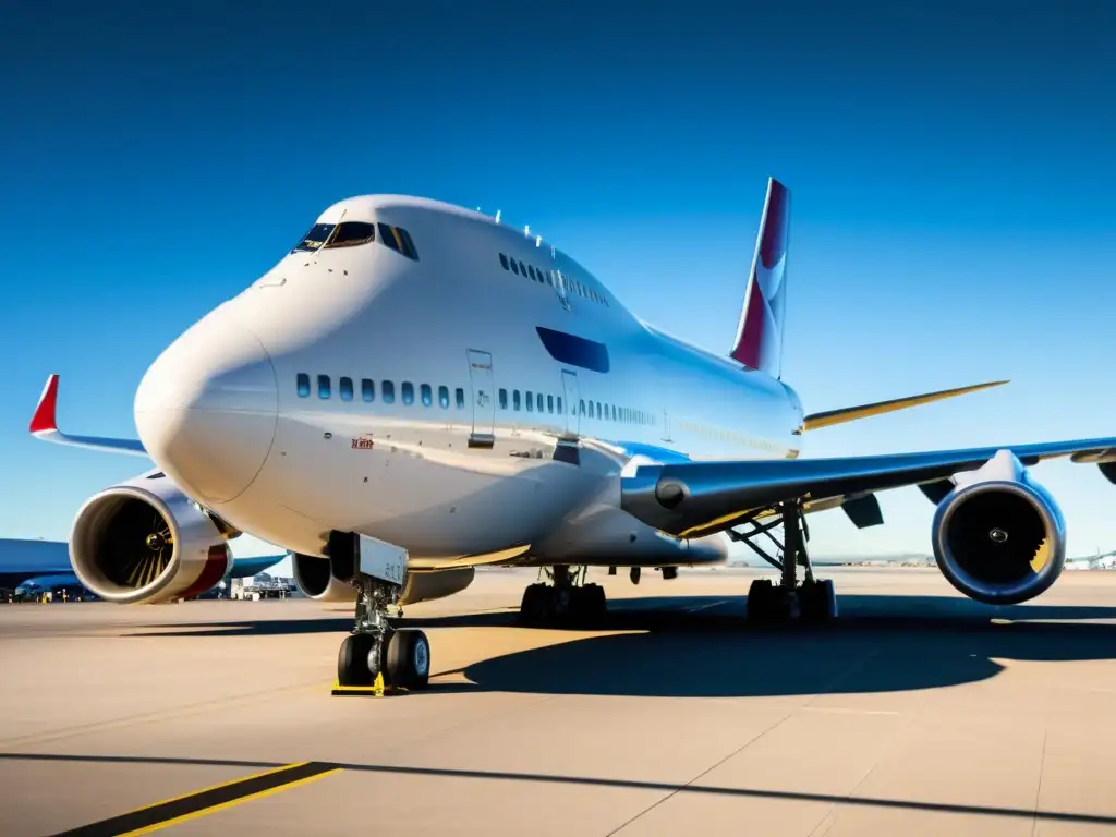 El icónico Boeing 747 en la pista, bañado por la luz del sol