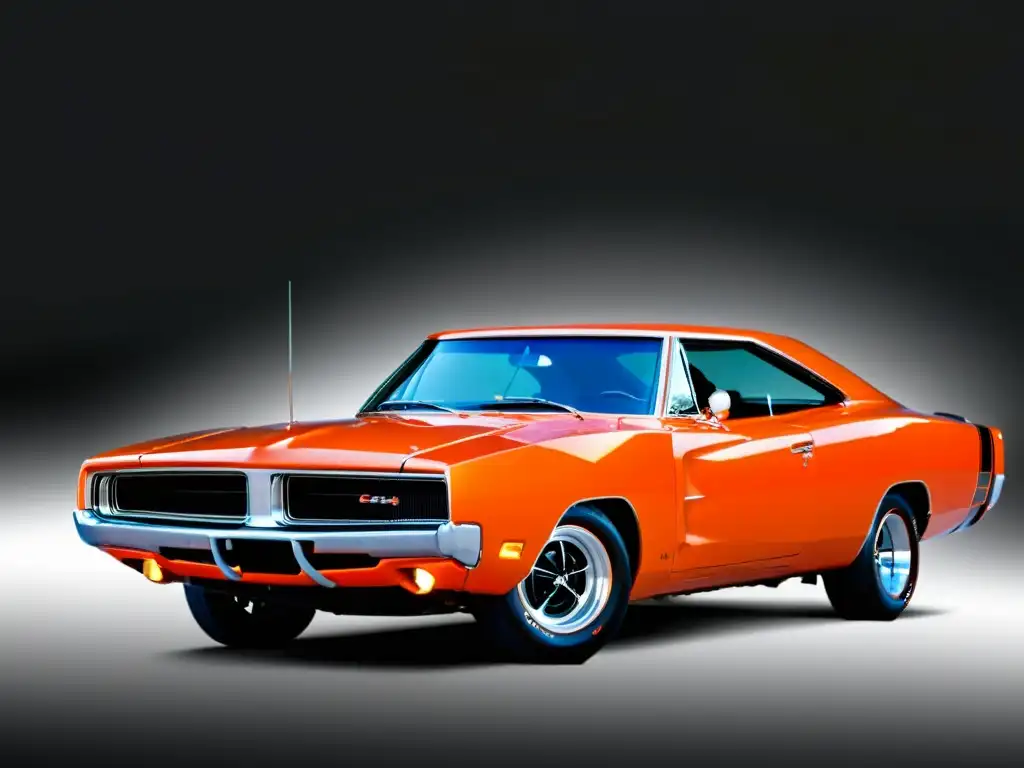 El icónico Dodge Charger del programa de televisión 'The Dukes of Hazzard' en un dinámico salto en la carretera rural