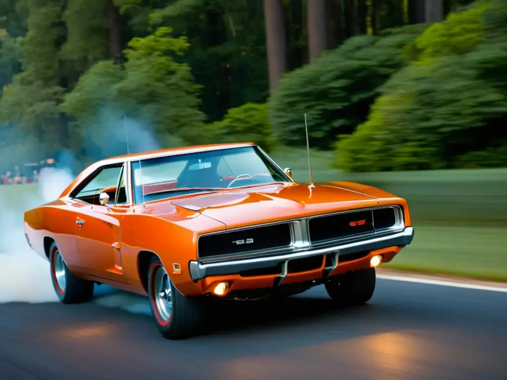 El icónico Dodge Charger de la serie de televisión en una emocionante toma en salto, destacando su personalidad única y su impacto en la serie