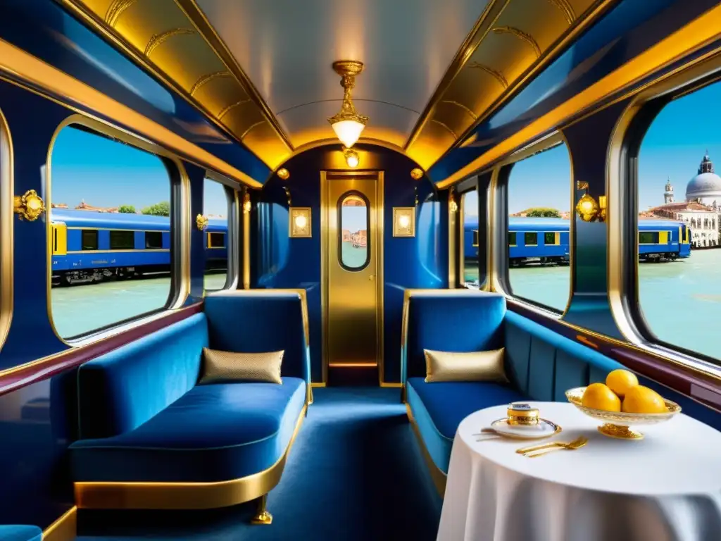 Imagen de alta resolución del Venice Simplon-Orient-Express, un tren temático histórico que evoca nostalgia y elegancia