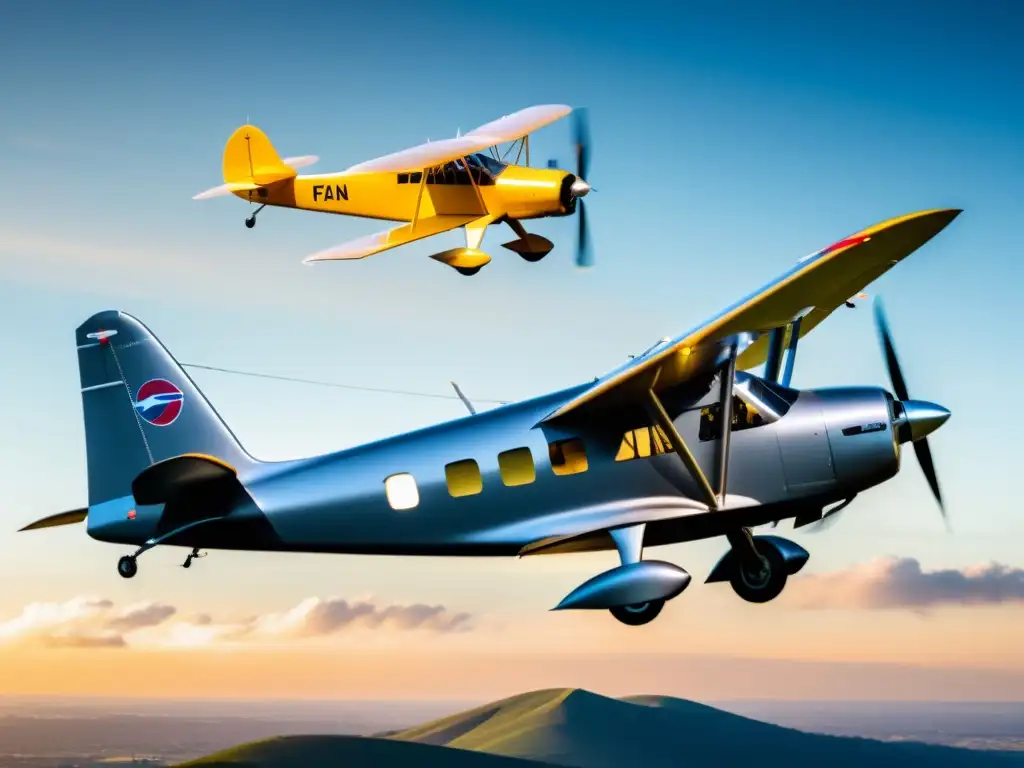 La evolución de la aviación: de los pioneros a los aviones eléctricos Imagen de la evolución de la aviación, desde los primeros aviones hasta la aviación eléctrica sostenible, destacando el diseño futurista y ecoamigable de los aviones eléctricos