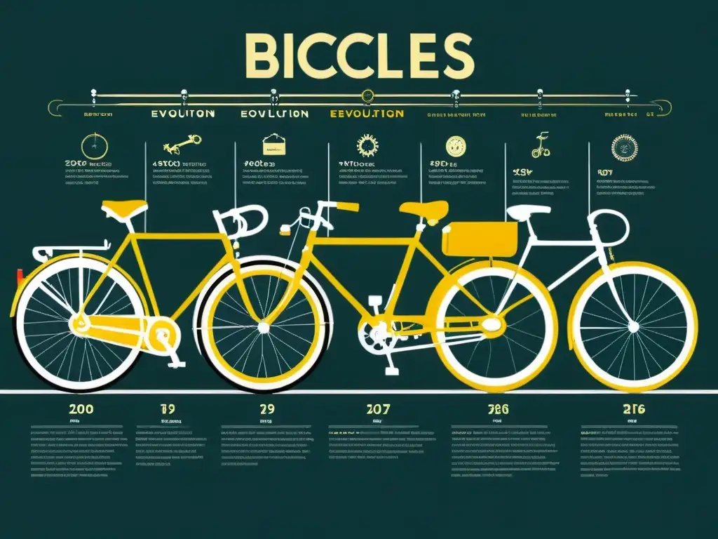 Imagen detallada de la evolución de la bicicleta a lo largo de la historia, desde sus inicios hasta los diseños modernos