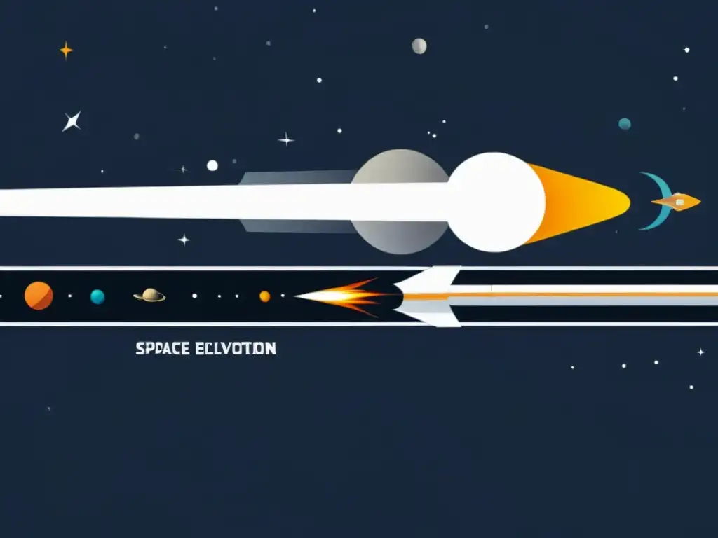 Imagen detallada de la historia y evolución de los medios de transporte espacial, desde el Sputnik hasta el SpaceX Starship, con hitos clave ilustrados