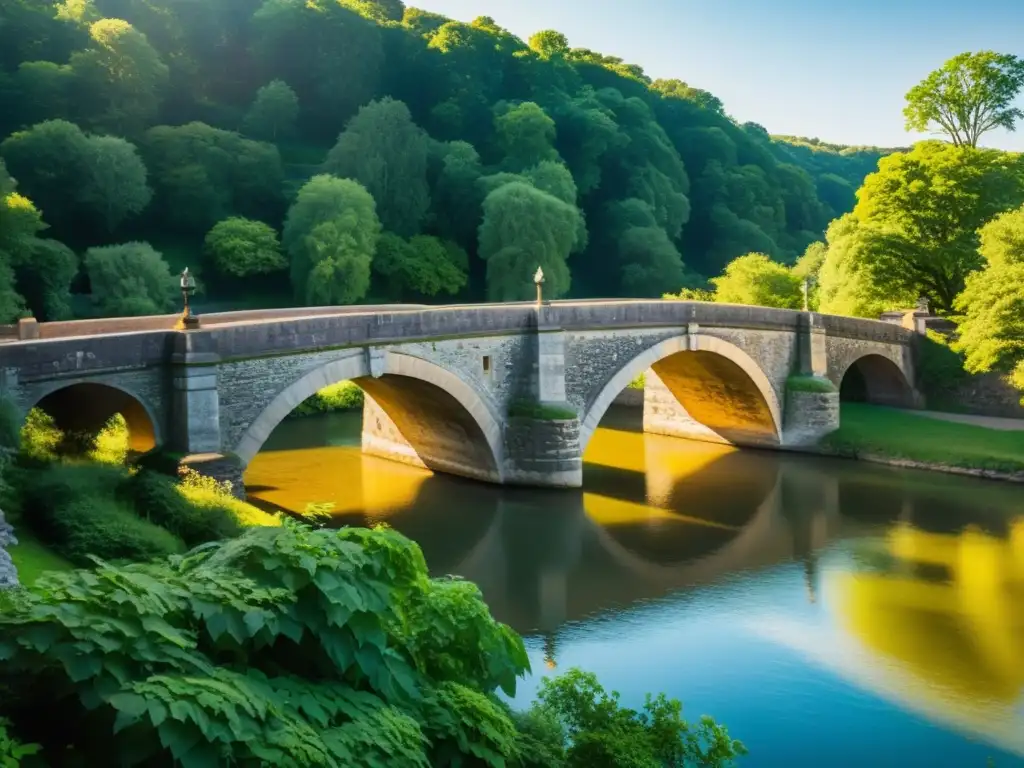 Imagen detallada de un puente histórico, con exquisitos detalles arquitectónicos y una atmósfera nostálgica